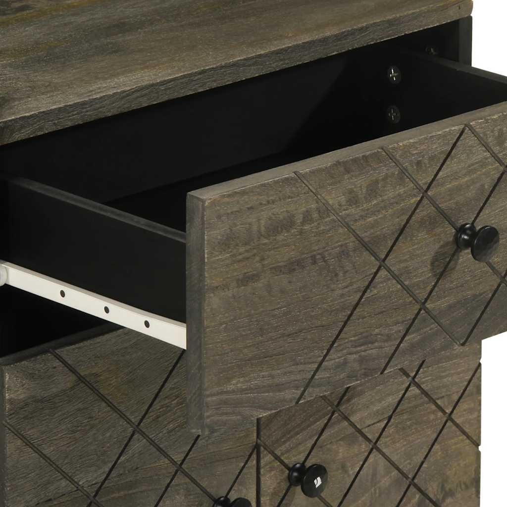 vidaXL Bedside Cabinet Black 50x33x60 cm Solid Wood Mango
