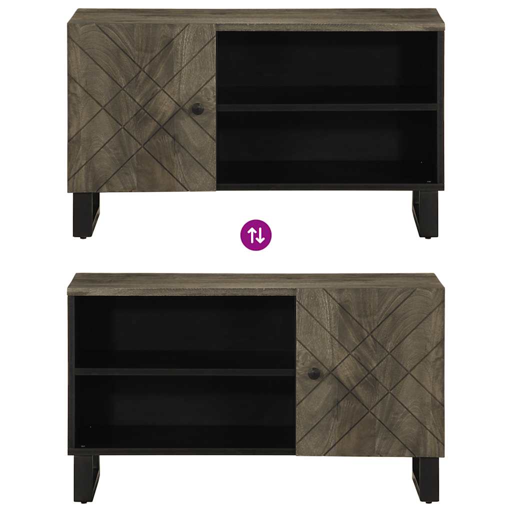 vidaXL TV Cabinet Black 80x33x46 cm Solid Wood Mango