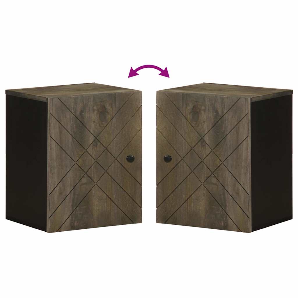 vidaXL Wall-mounted Bathroom Cabinet Black 38x33x48 cm Solid Wood Mango