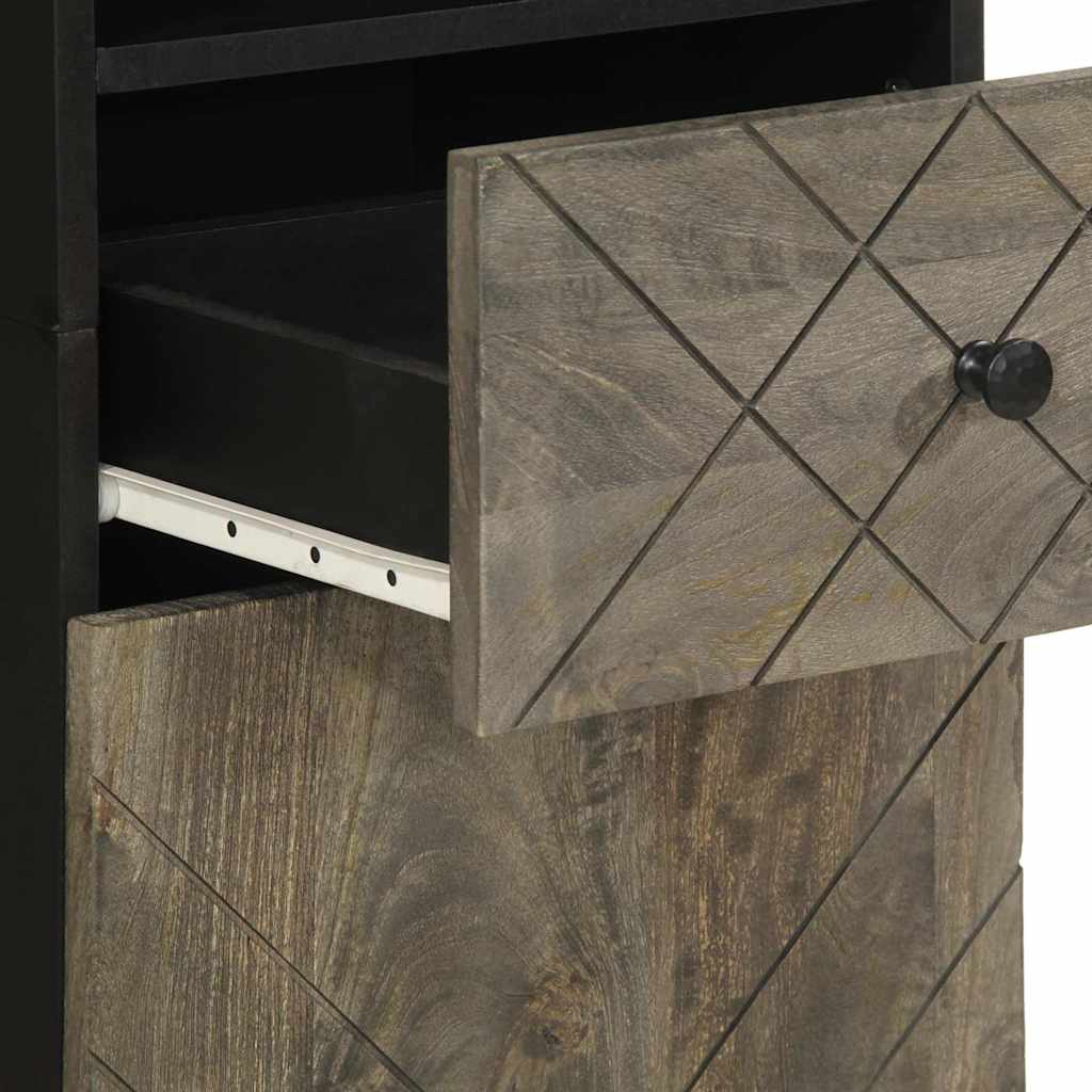 vidaXL Bathroom Cabinet Black 38x33x160 cm Solid Wood Mango
