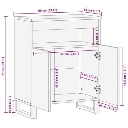 vidaXL Sideboard Black 60x33x75 cm Solid Wood Mango