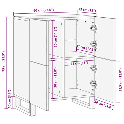 vidaXL Sideboard Black 60x33x75 cm Solid Wood Mango