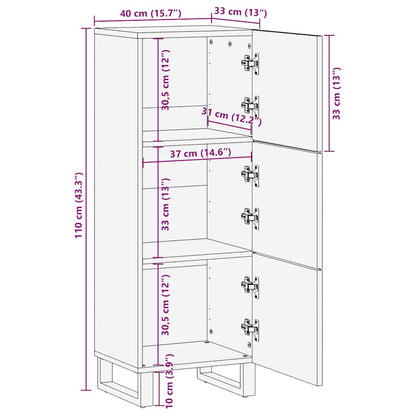 vidaXL Highboard Black 40x33x110 cm Solid Wood Mango