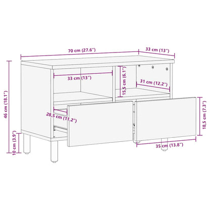 vidaXL TV Cabinet Brown 70x33x46 cm Solid Wood Mango