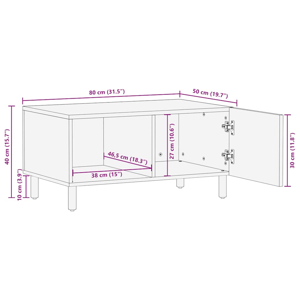 vidaXL Coffee Table Brown 80x50x40 cm Solid Wood Mango
