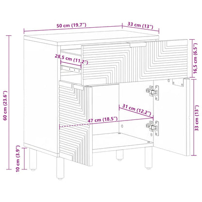 vidaXL Bedside Cabinet Brown 50x33x60 cm Solid Wood Mango