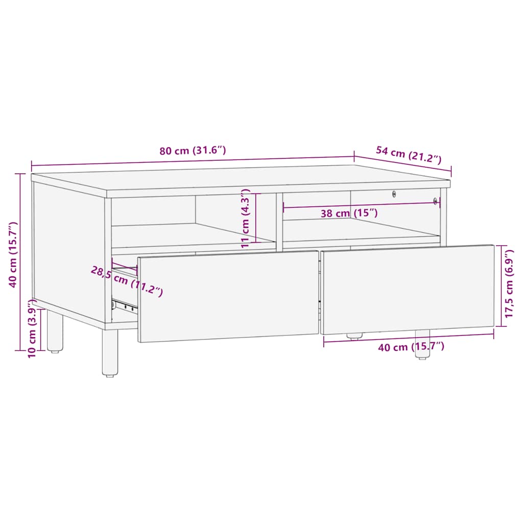vidaXL Coffee Table Brown 80x54x40 cm Solid Wood Mango