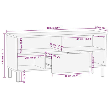 vidaXL TV Cabinet Brown 100x33x46 cm Solid Wood Mango