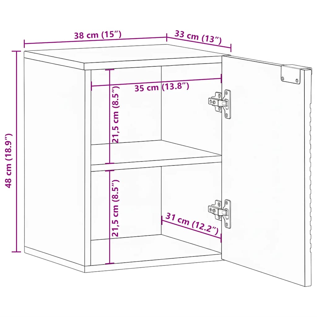 vidaXL Bathroom Hanging Cabinet Brown 38x33.5x48 cm Solid Wood Mango
