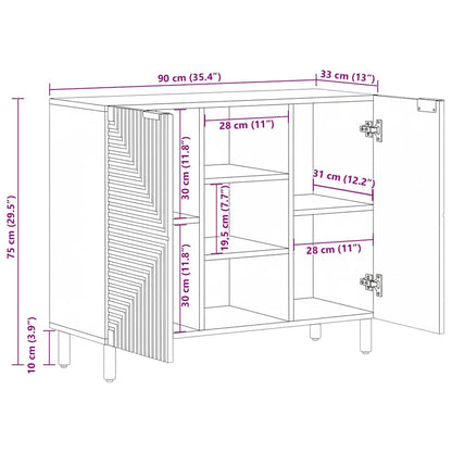 vidaXL Sideboard Brown 90x33x75 cm Solid Wood Mango