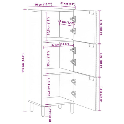 vidaXL Highboard Brown 40x33x110 cm Solid Wood Mango