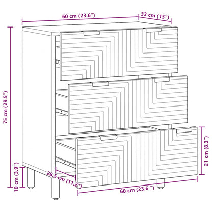 vidaXL Sideboard 60x33x75 cm Solid Wood Acacia