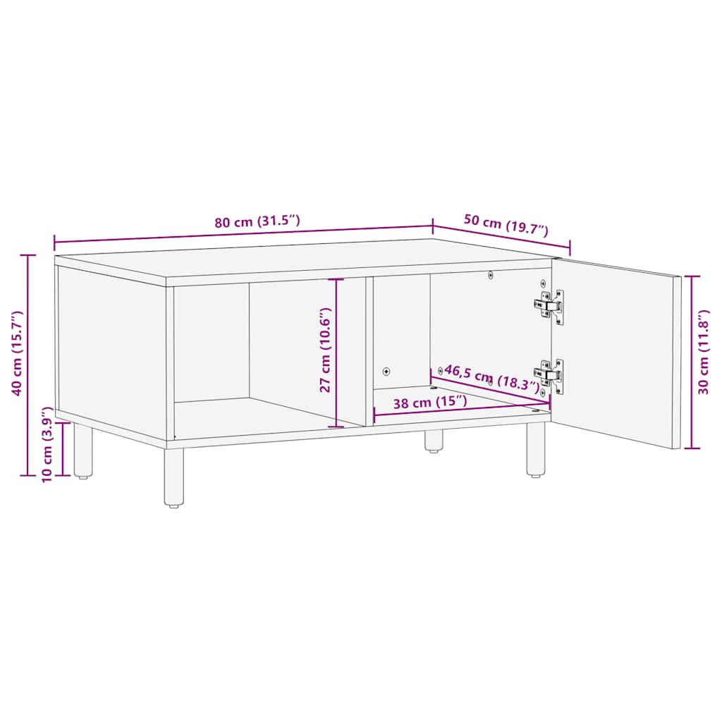 vidaXL Coffee Table 80x50x40 cm Solid Wood Acacia