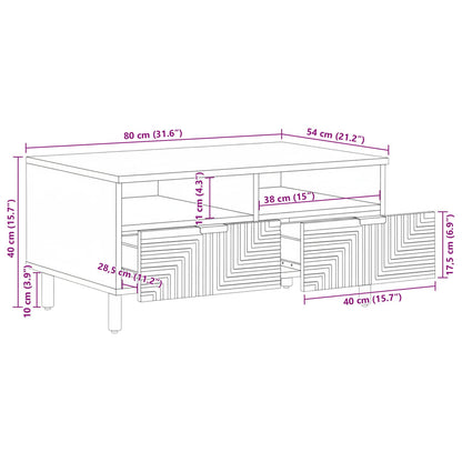 vidaXL Coffee Table Brown 80 x 54 x 40 cm Solid Acacia Wood
