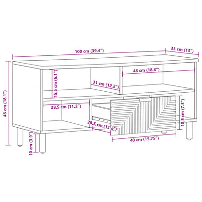 vidaXL TV Cabinet with Drawer Brown 100 x 33 x 46 cm Solid Mango Wood