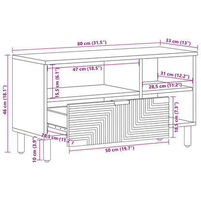 vidaXL TV Cabinet with Drawer Brown 80 x 33 x 46 cm Solid Mango Wood