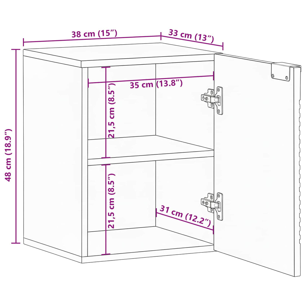 vidaXL Bathroom Hanging Cabinet Brown 38 x 33 x 48 cm Solid Mango Wood