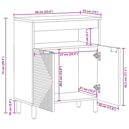vidaXL Sideboard with Shelf Brown 60 x 33 x 75 cm Solid Mango Wood