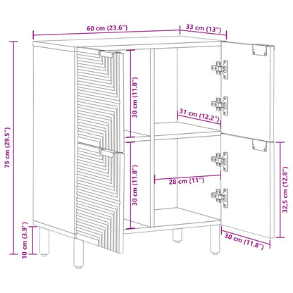 vidaXL Sideboard with Shelf Brown 60 x 33 x 75 cm Solid Mango Wood