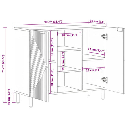 vidaXL Sideboard with Shelf Brown 90 x 33 x 75 cm Solid Mango Wood