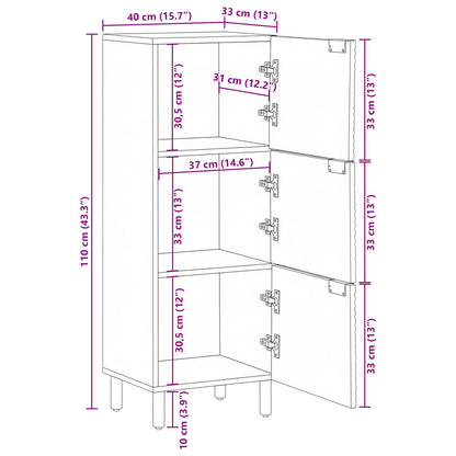 vidaXL Highboard with Shelf Brown 40 x 33 x 110 cm Solid Mango Wood
