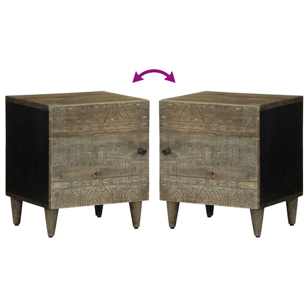 vidaXL Bedside Cabinet Light Grey 40x33x46 cm Solid Wood Mango