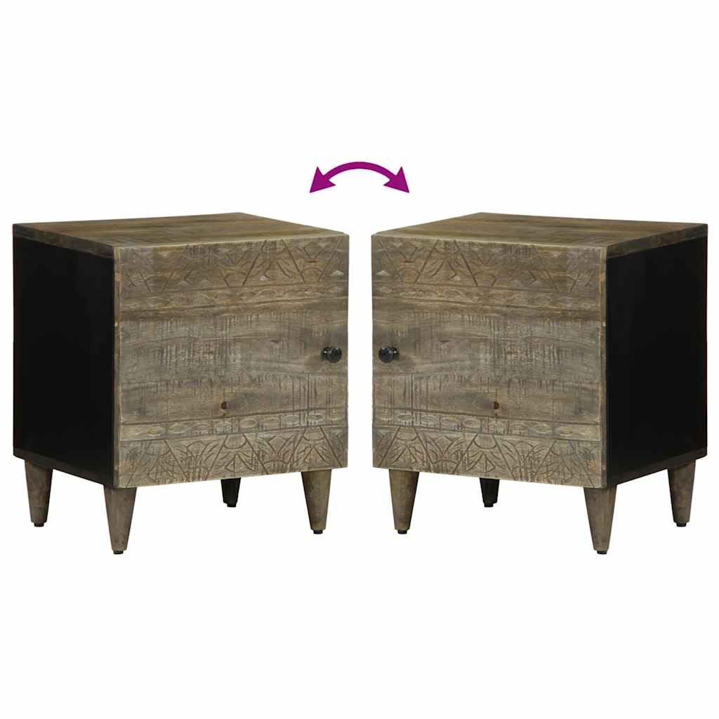 vidaXL Bedside Cabinets 2 pcs Light Grey 40x33x46 cm Solid Wood Mango