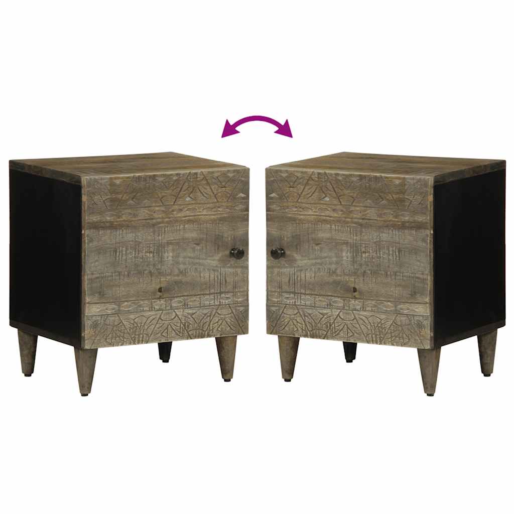 vidaXL Bedside Cabinets 2 pcs Light Grey 40x33x46 cm Solid Wood Mango