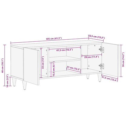 vidaXL TV Cabinet Light Grey 105x33.5x46 cm Solid Wood Mango