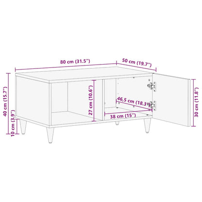 vidaXL Coffee Table Light Grey 80x50x40 cm Solid Wood Mango
