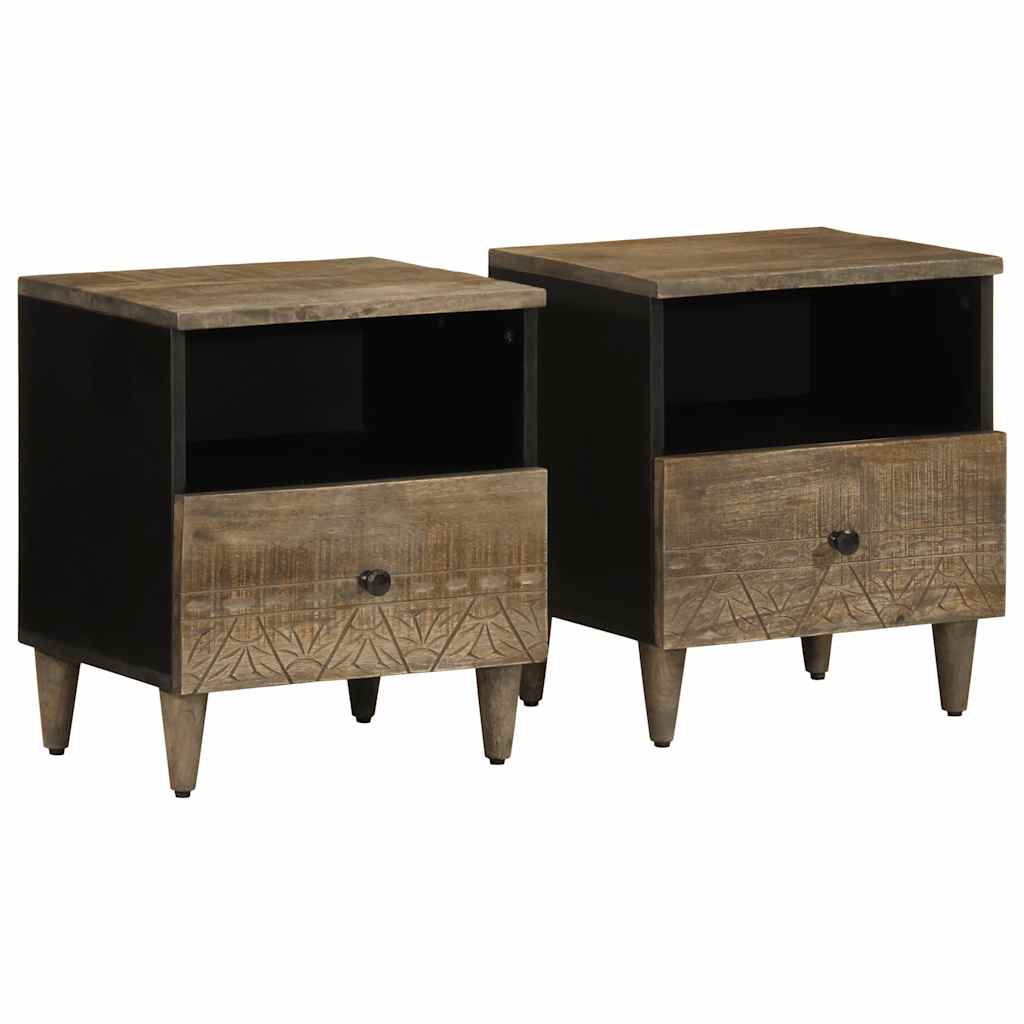 vidaXL Bedside Cabinets 2 pcs Light Grey 40x33x46 cm Solid Wood Mango