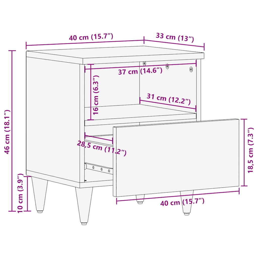 vidaXL Bedside Cabinets 2 pcs Light Grey 40x33x46 cm Solid Wood Mango