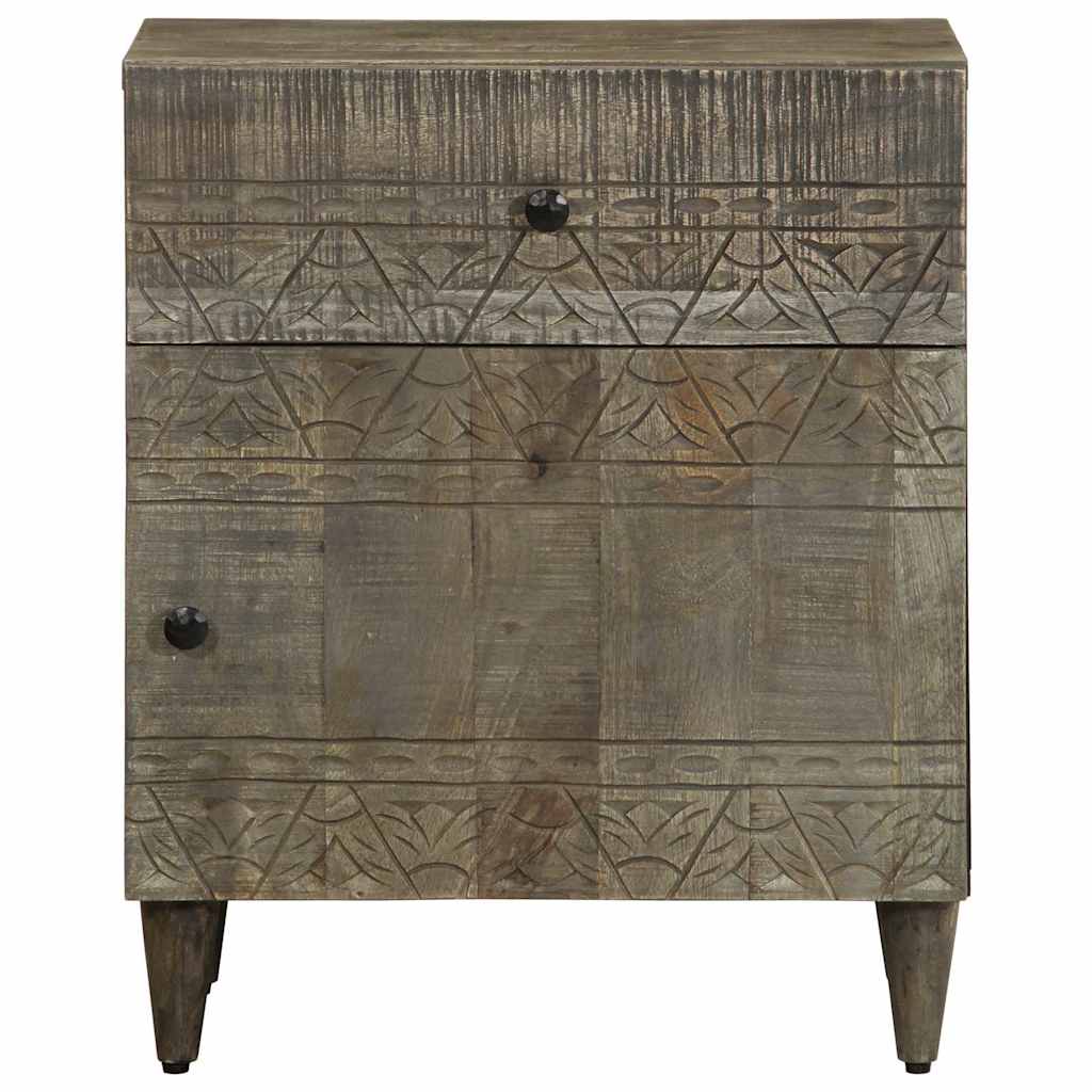 vidaXL Bedside Cabinet Light Grey 50x33x60 cm Solid Wood Mango