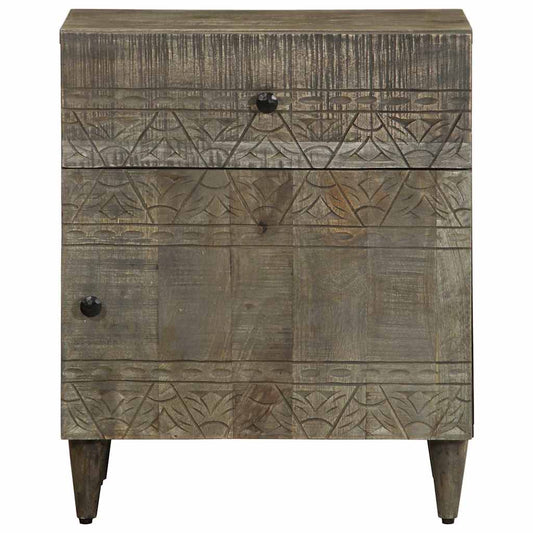 vidaXL Bedside Cabinet Light Grey 50x33x60 cm Solid Wood Mango