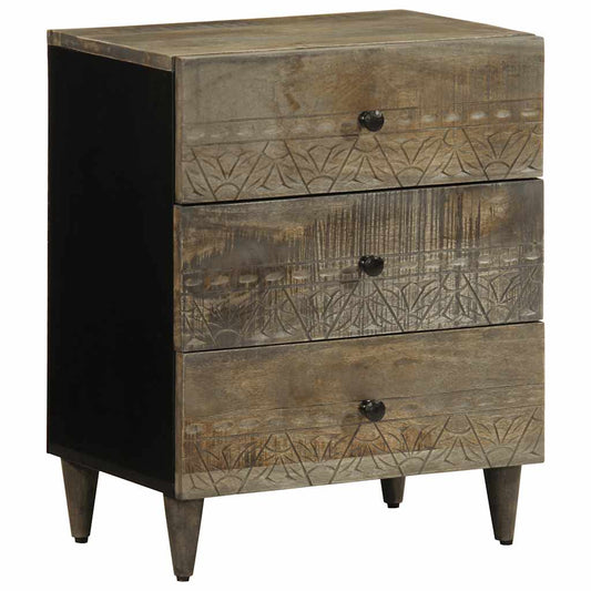 vidaXL Bedside Cabinet Light Grey 50x33x60 cm Solid Wood Mango