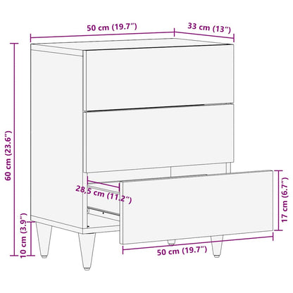 vidaXL Bedside Cabinet Light Grey 50x33x60 cm Solid Wood Mango