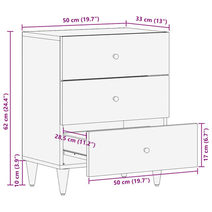vidaXL Bedside Cabinet Light Grey 50x33x60 cm Solid Wood Mango