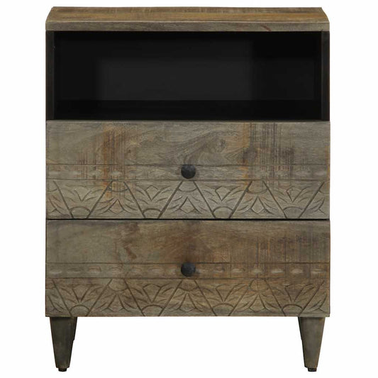 vidaXL Bedside Cabinet Light Grey 50x33x60 cm Solid Wood Mango
