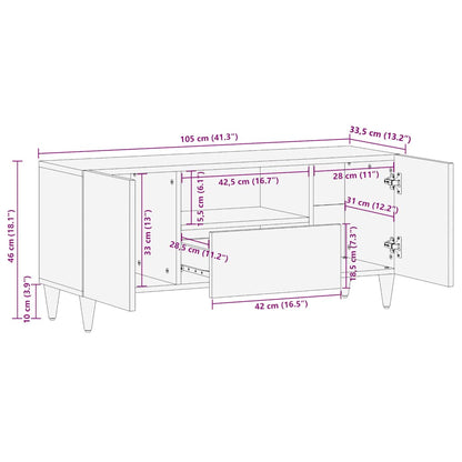 vidaXL TV Cabinet Light Grey 105x33.5x46 cm Solid Wood Mango