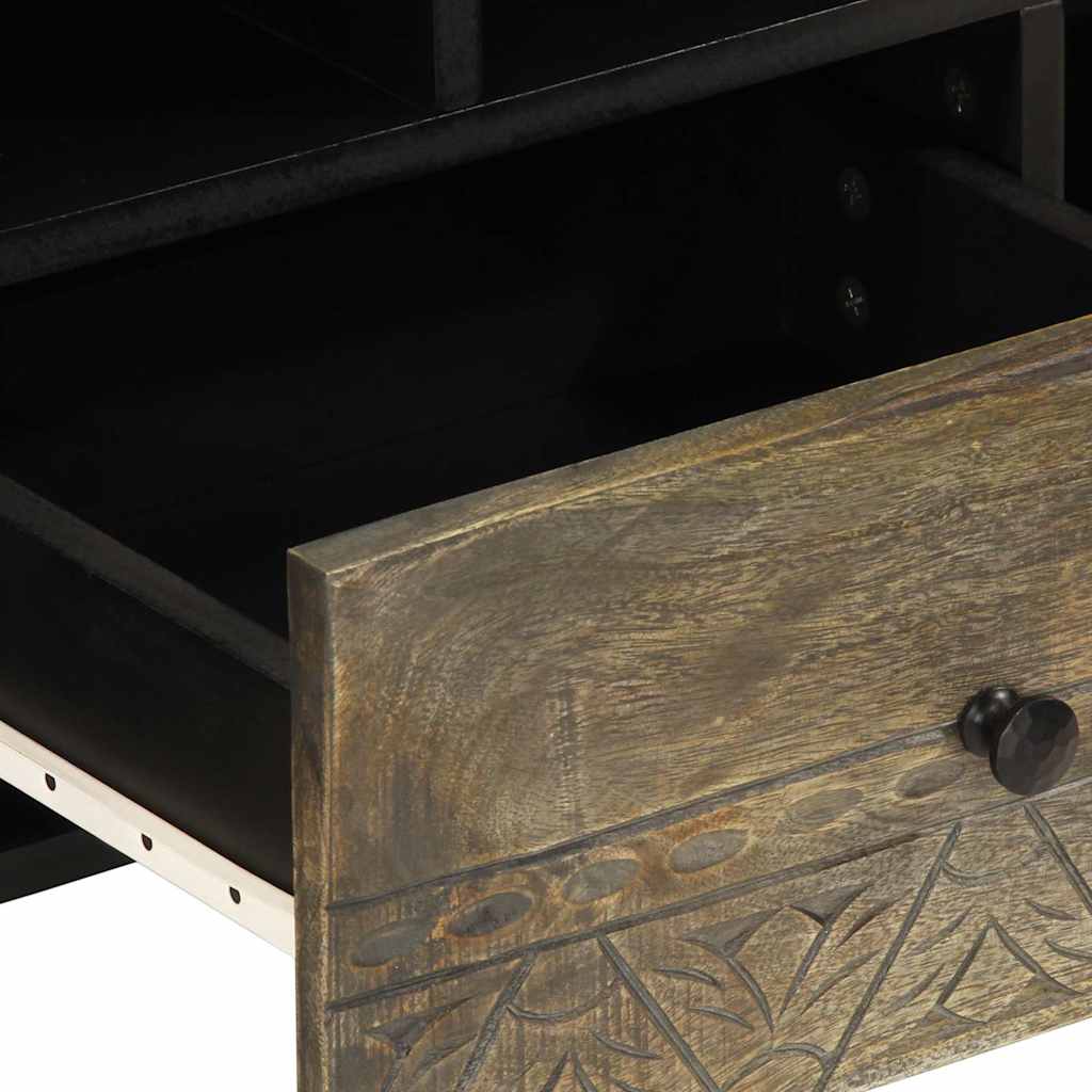 vidaXL TV Cabinet Black 100x33x46 cm Solid Wood Mango