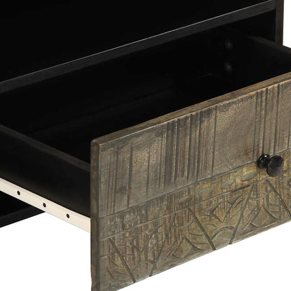 vidaXL TV Cabinet Black 80x33x46 cm Solid Wood Mango