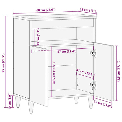 vidaXL Sideboard 60x33x75 cm Solid Wood Mango