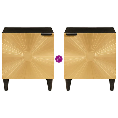 vidaXL Bedside Cabinet Black and Gold 40 x 33 x 46 cm Engineered Wood