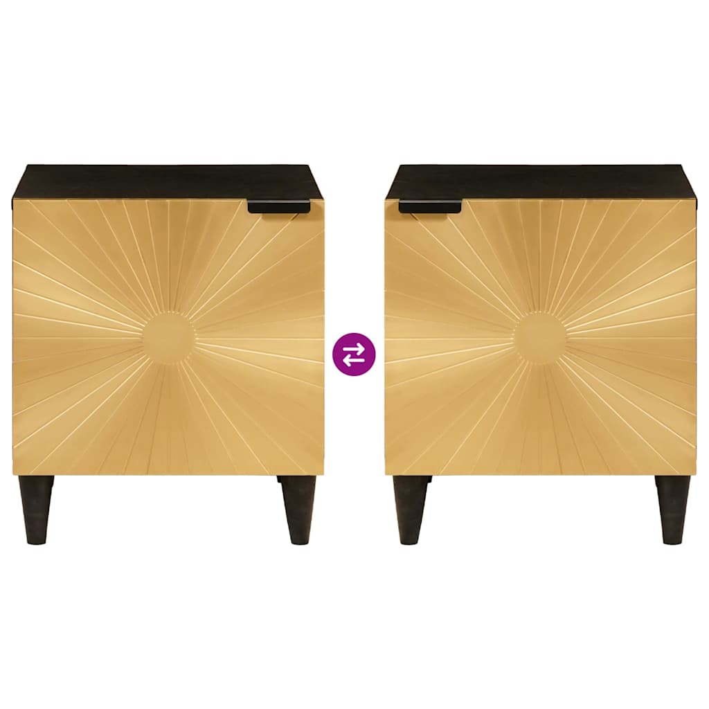 vidaXL Bedside Cabinet 2 pcs Black and Gold 40 x 33 x 46 cm