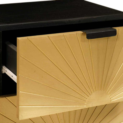vidaXL Bedside Cabinet Black and Gold 40 x 33 x 46 cm Engineered Wood