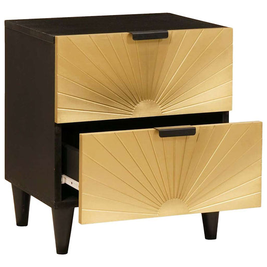 vidaXL Bedside Cabinet Black and Gold 40 x 33 x 46 cm Engineered Wood
