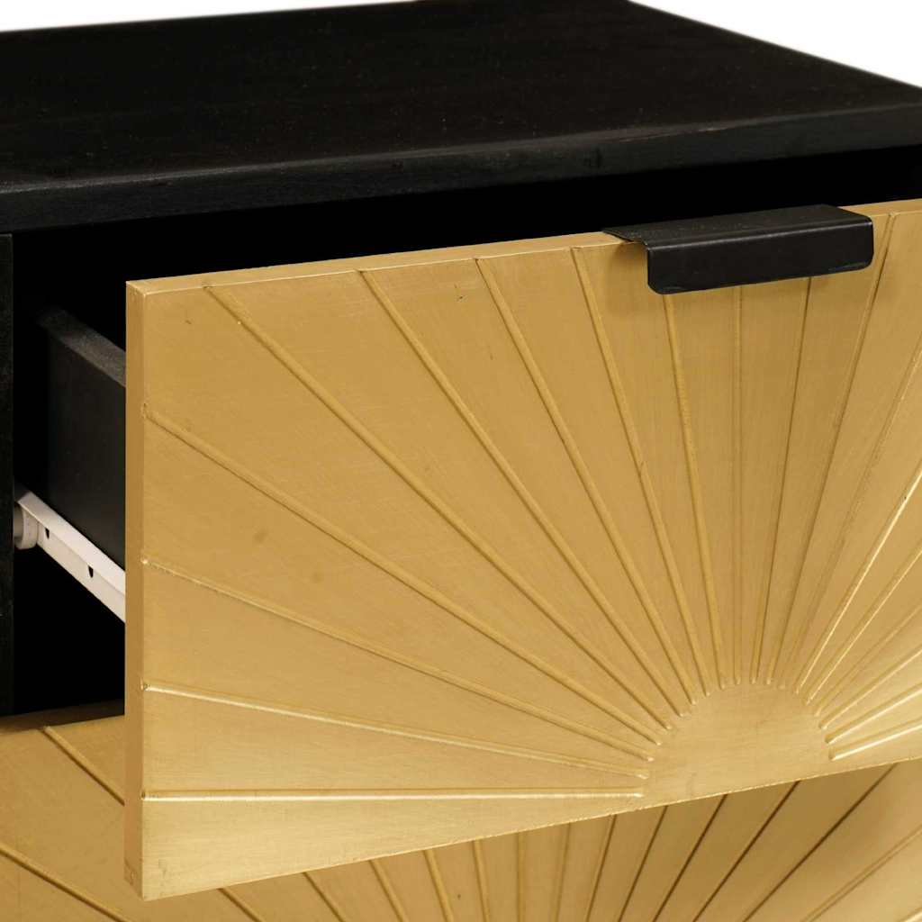 vidaXL Bedside Cabinet 2 pcs Black and Gold 40 x 33 x 46 cm