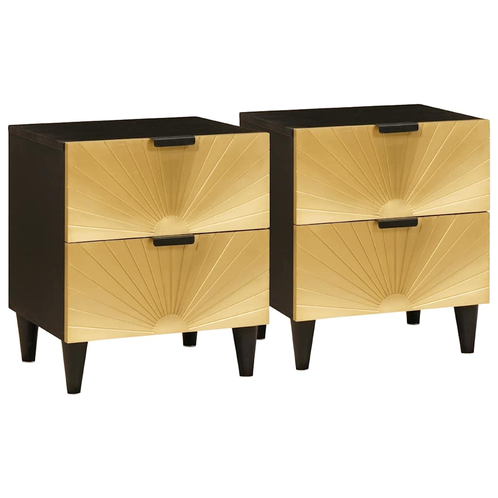 vidaXL Bedside Cabinet 2 pcs Black and Gold 40 x 33 x 46 cm