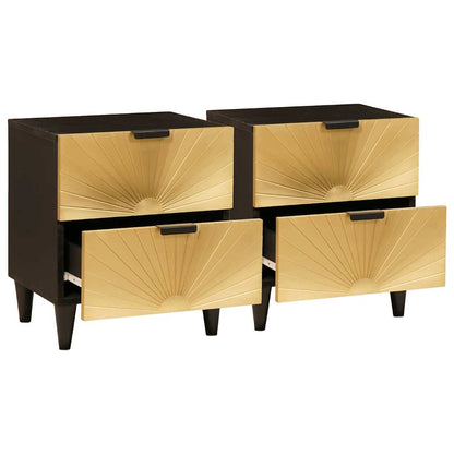 vidaXL Bedside Cabinet 2 pcs Black and Gold 40 x 33 x 46 cm