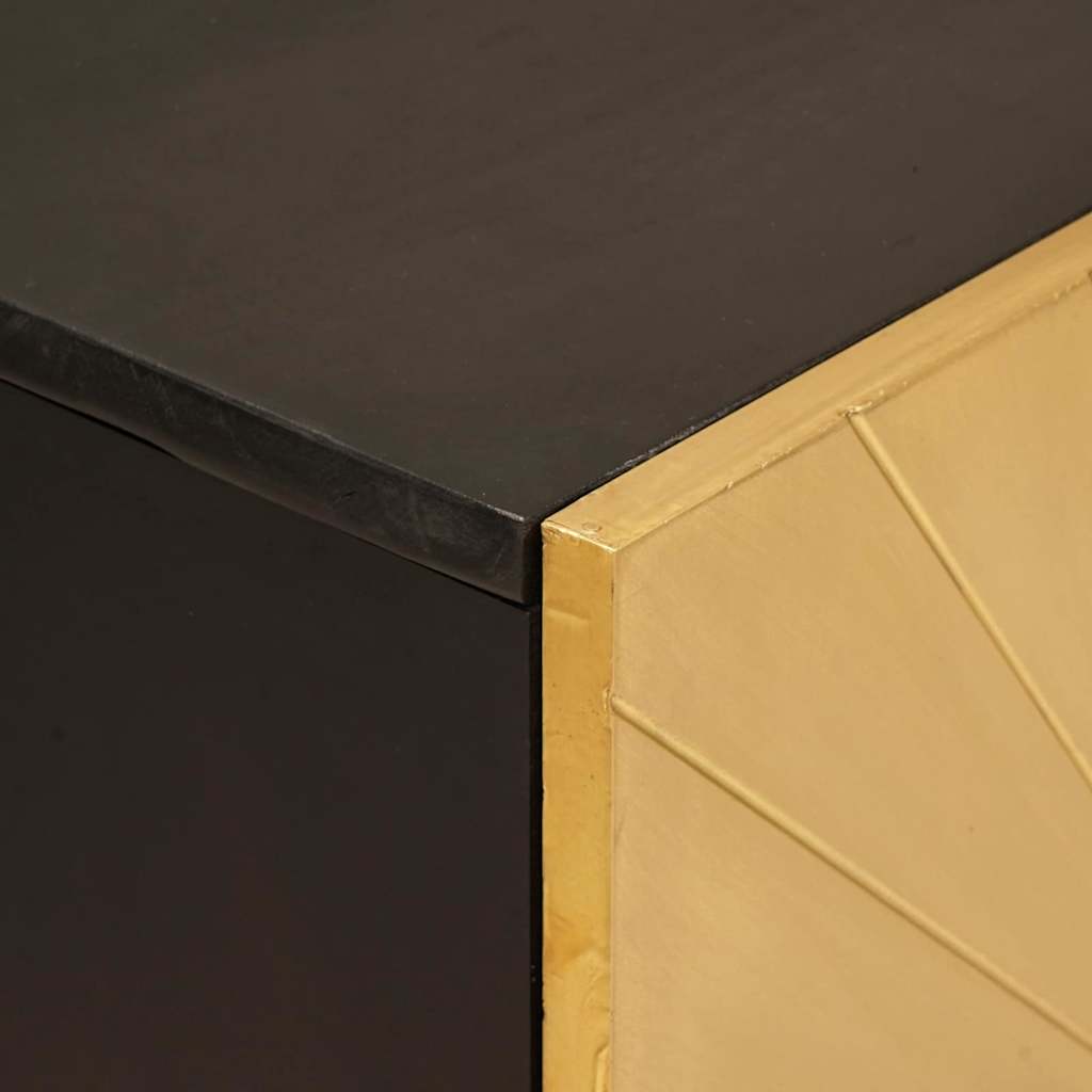 vidaXL Sideboard Black and Gold 60 x 33 x 75 cm Solid Mango Wood